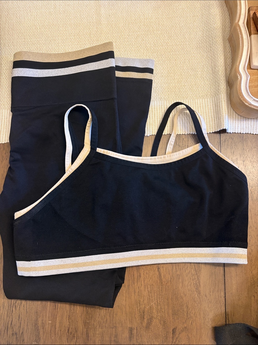 SHEIN Black Bralette with Cream Trim